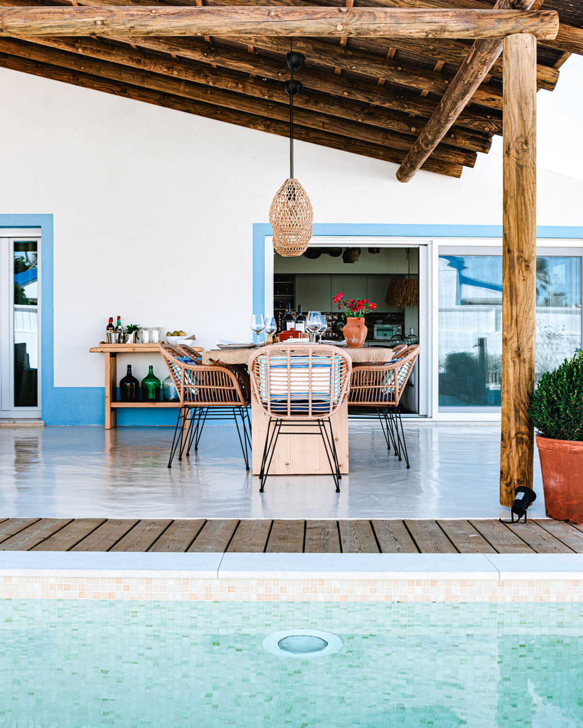 terrasse avec pergola bois