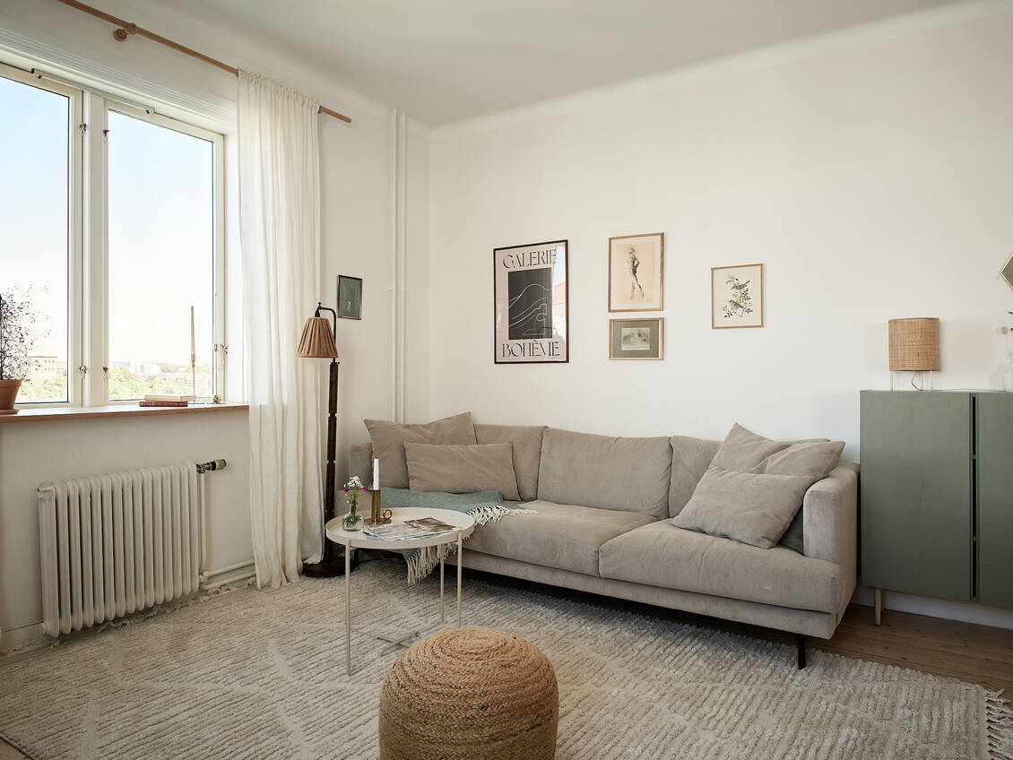 salon avec canapé gris