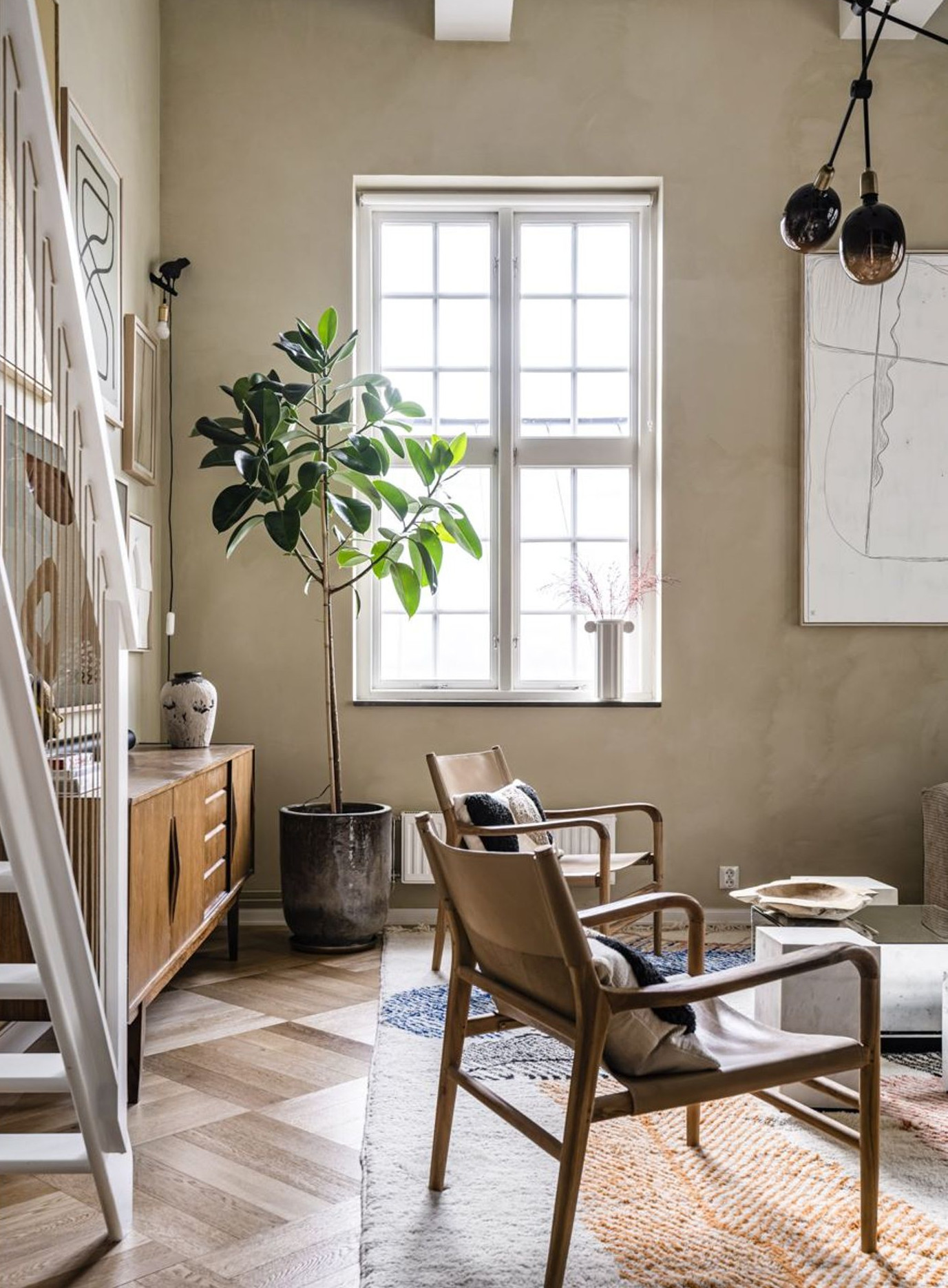 salon duplex décoration contemporaine