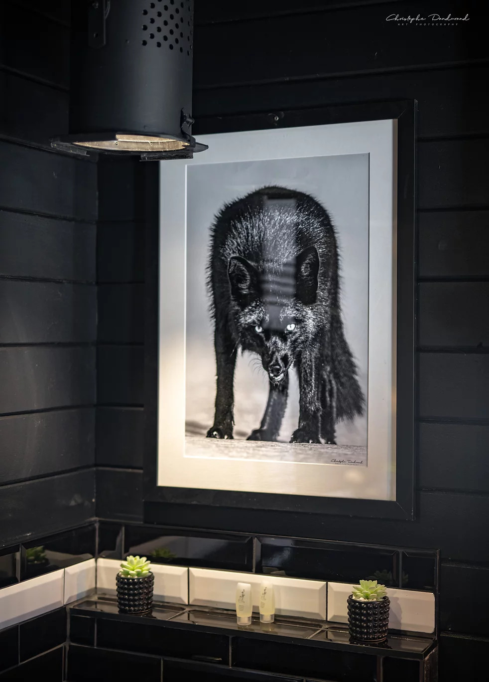salle de bain carrelage métro noir chalet le Tipee Canada