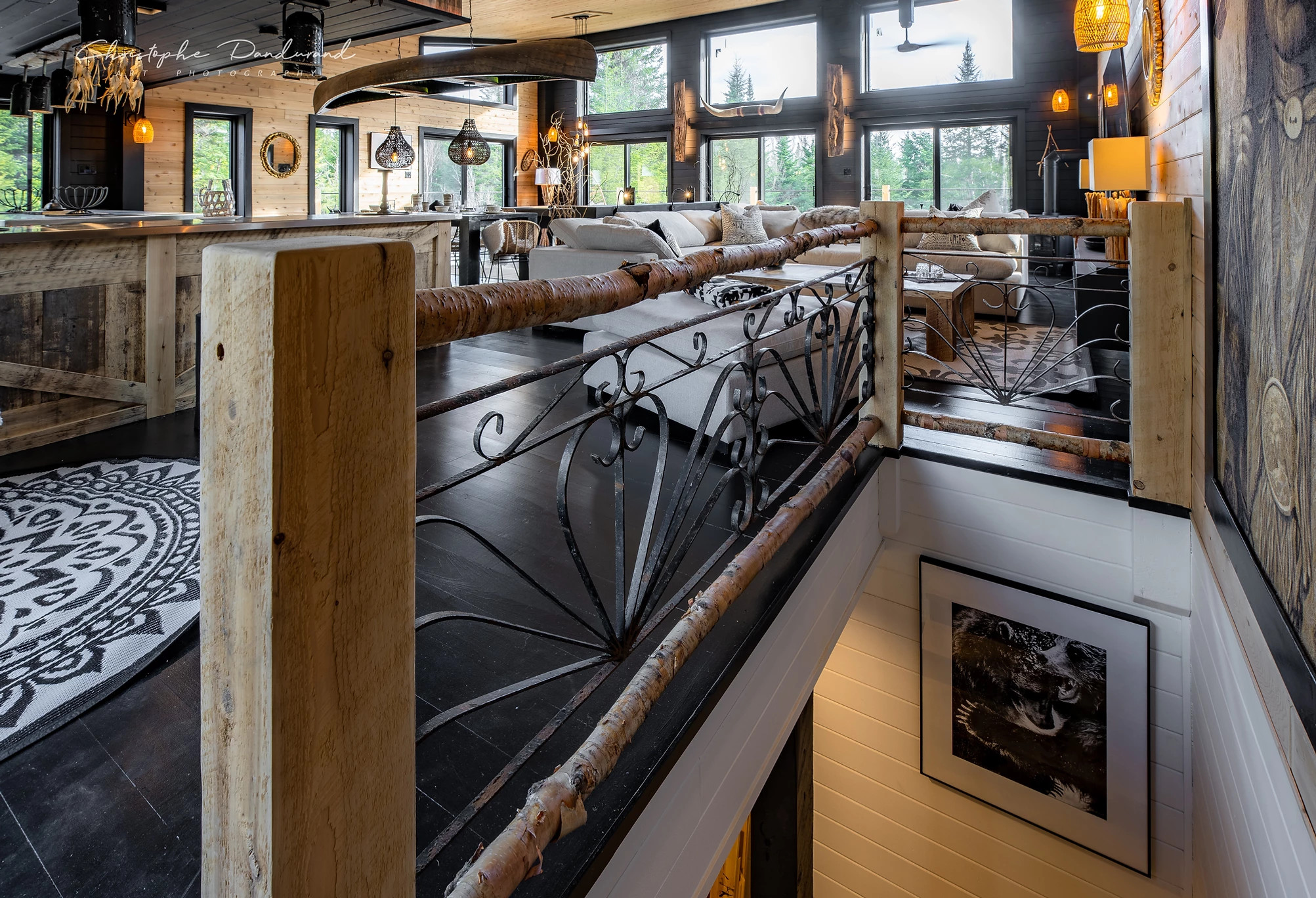salon maison en bois chalet le Tipee Canada