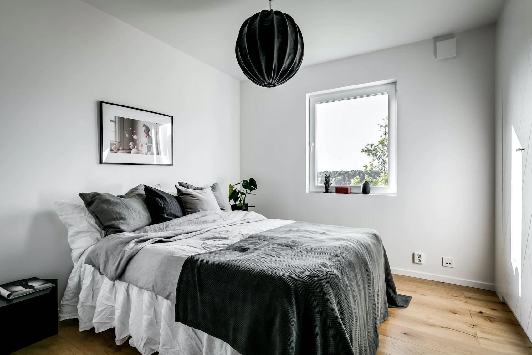 chambre décoration scandinave grise