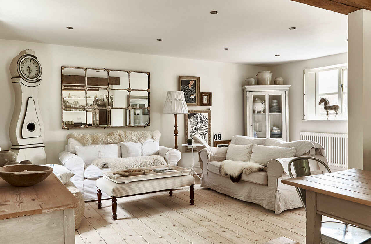 salon décoration rustique beige