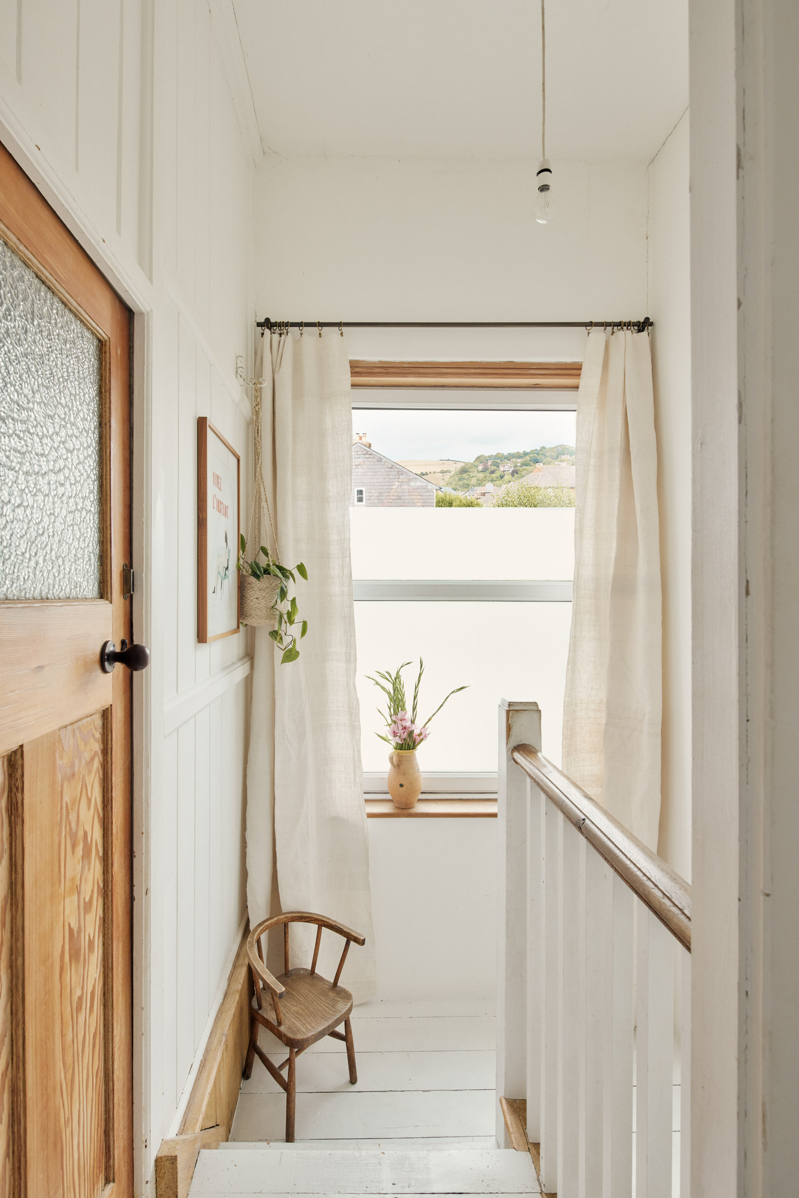 palier sol parquet blanc