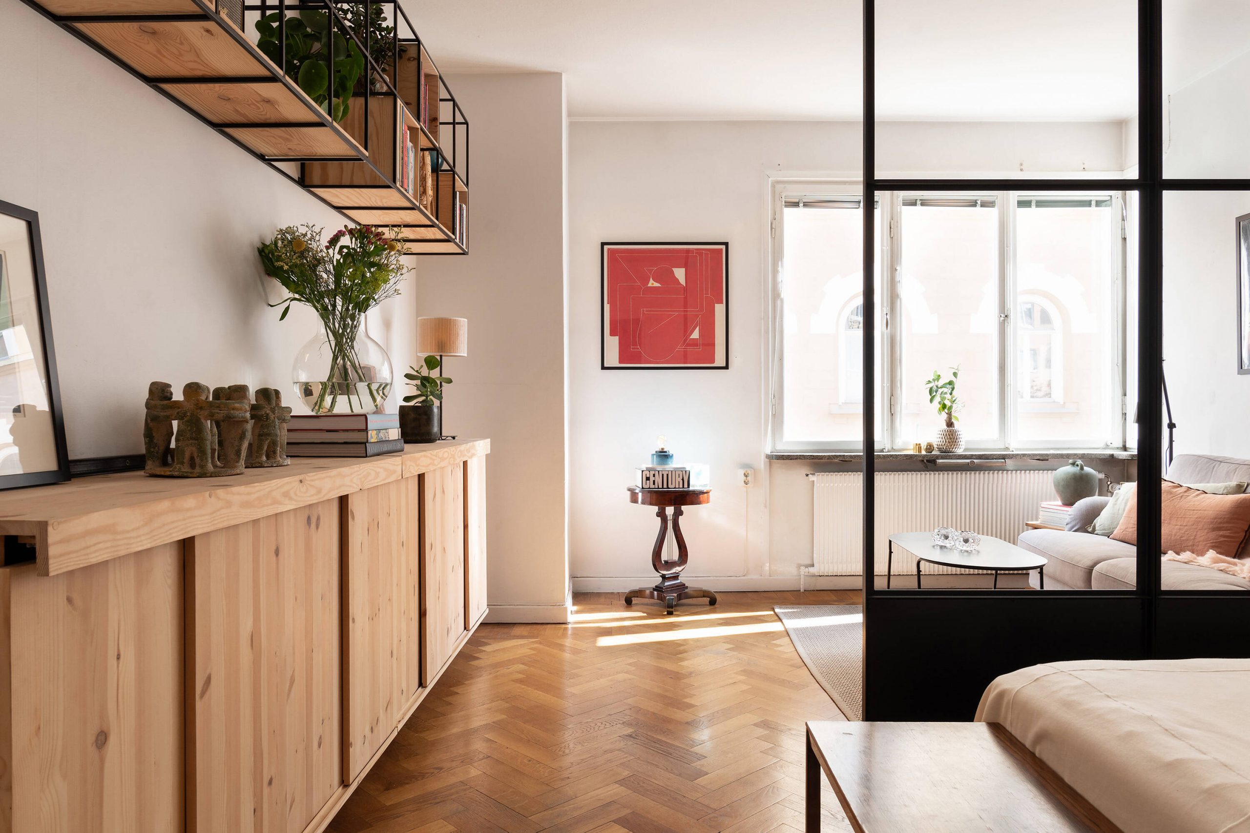 salon avec verrière décoration scandinave