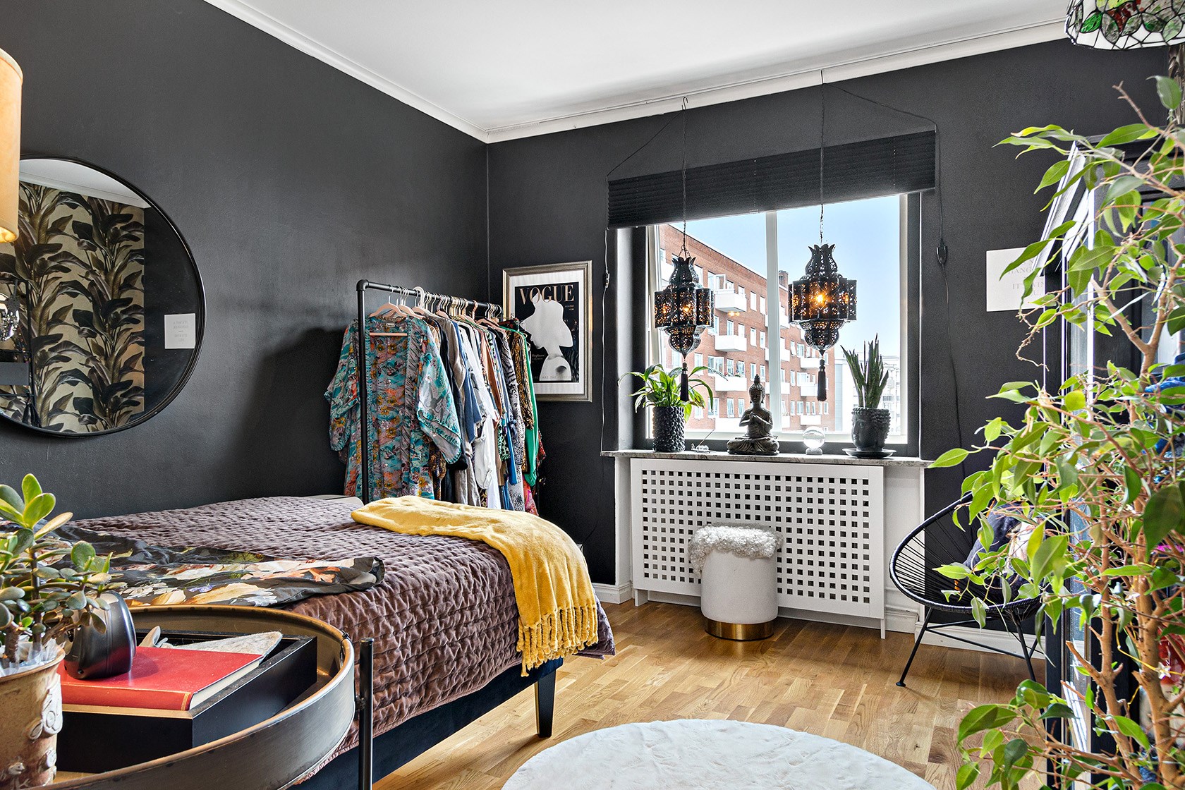chambre appartement décoration grise
