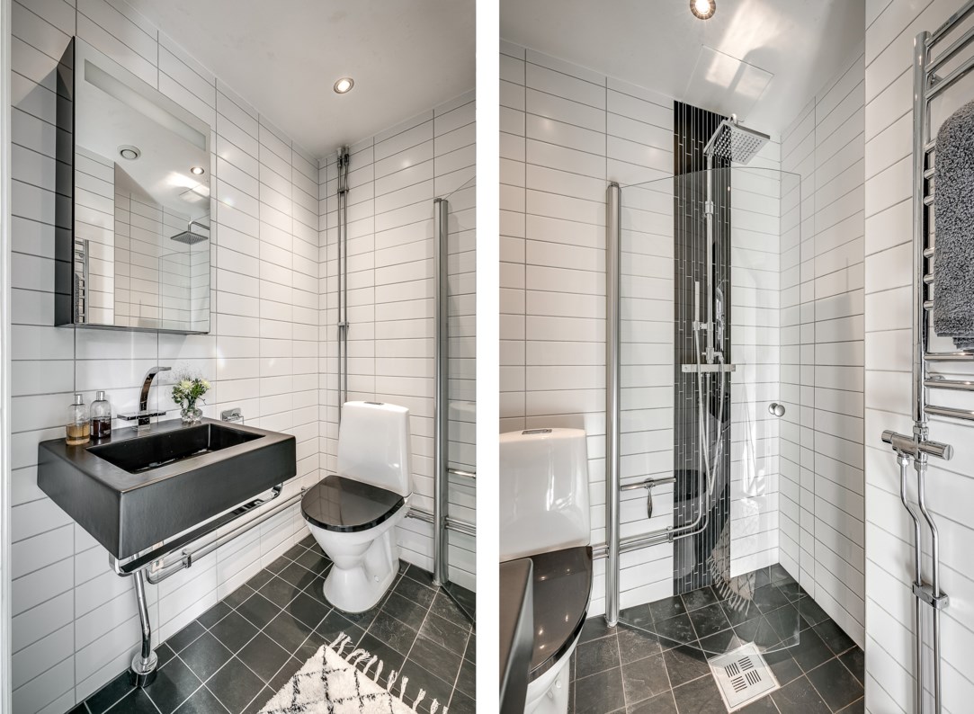 salle de bain grise et blanche