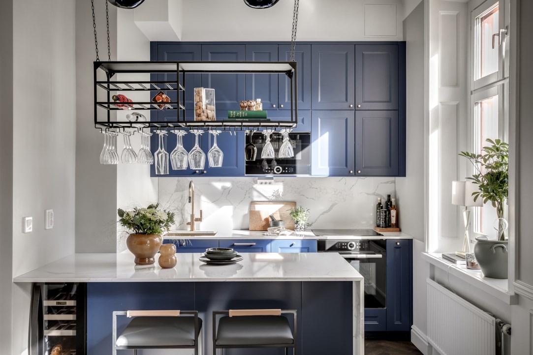 cuisine ouverte bleue