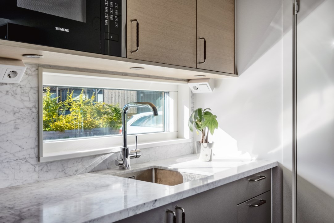 cuisine grise design marbre