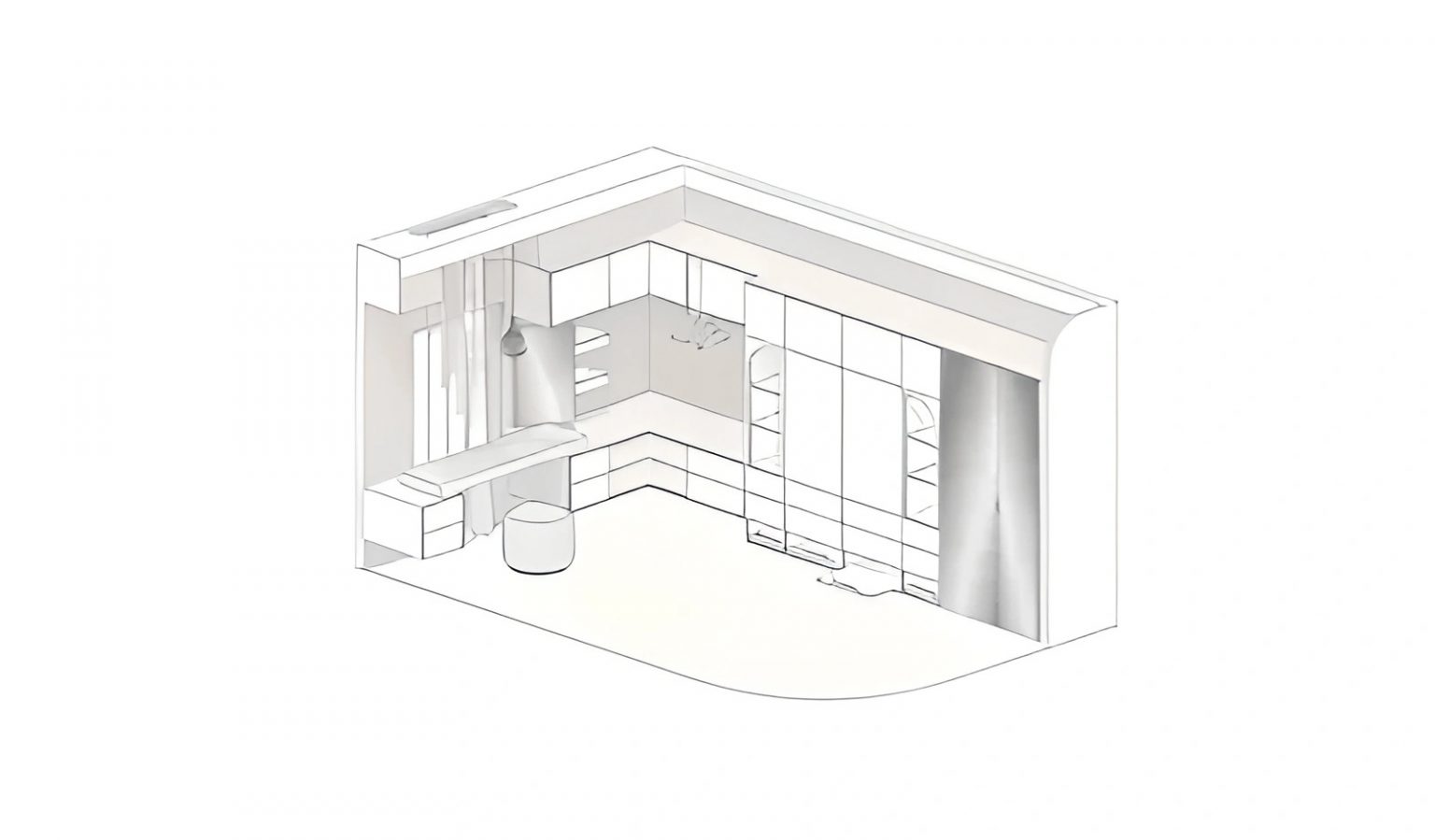 plan 3D aménagement dressing pour deux 