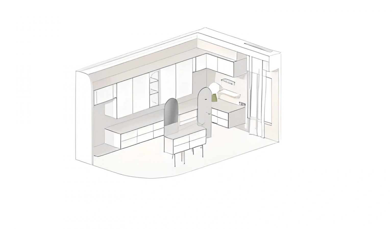 plan 3D aménagement dressing pour deux 
