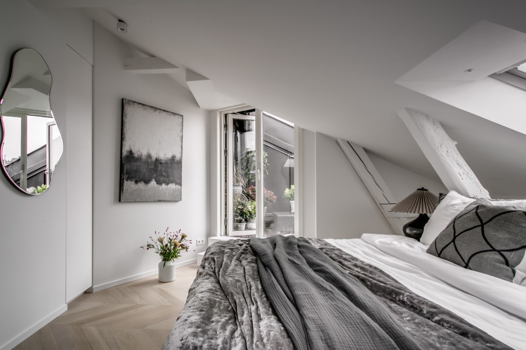 chambre blanche et grise décoration contemporaine