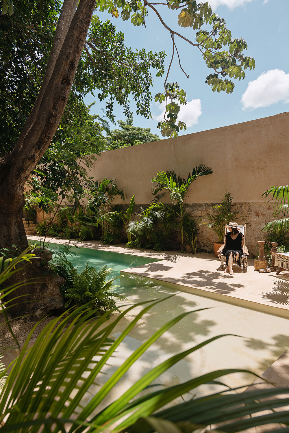 jardin avec piscine maison ancienne rénovée Mexique jardin avec piscine maison ancienne rénovée Mexique