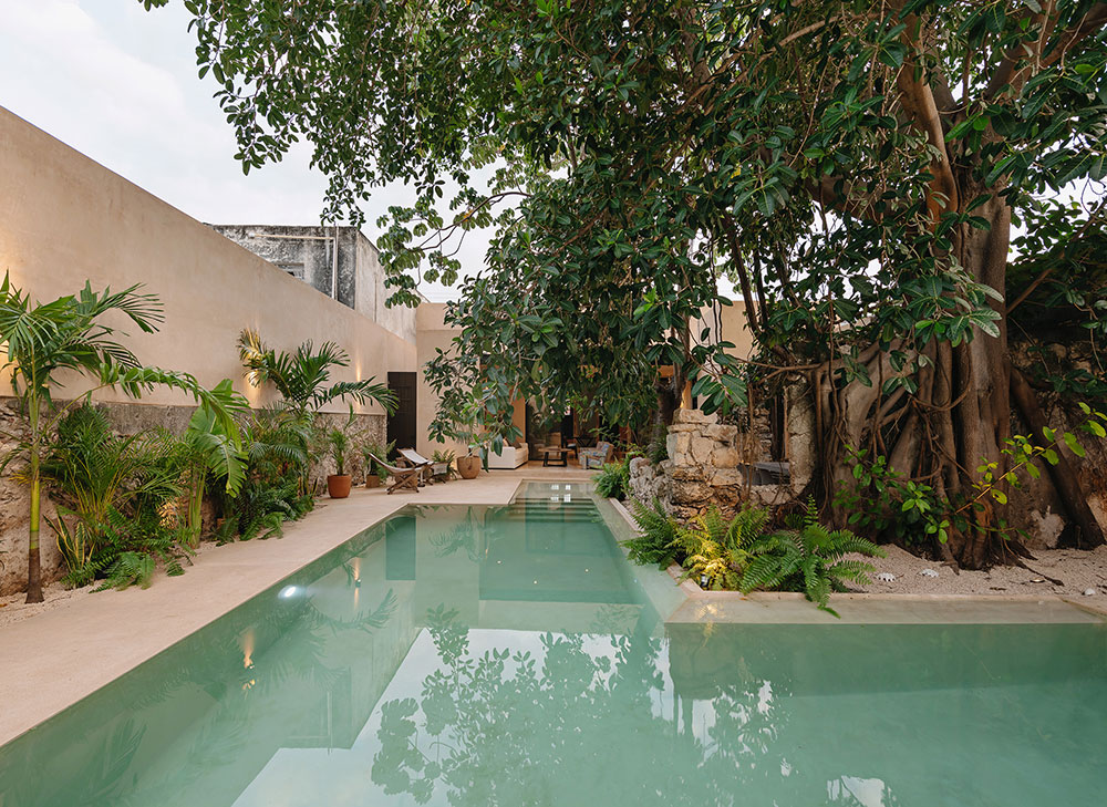 jardin avec piscine maison ancienne rénovée Mexique jardin avec piscine maison ancienne rénovée Mexique