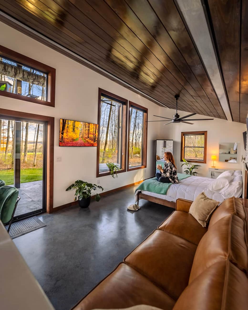 salon et chambre maison loft en bois 42m2