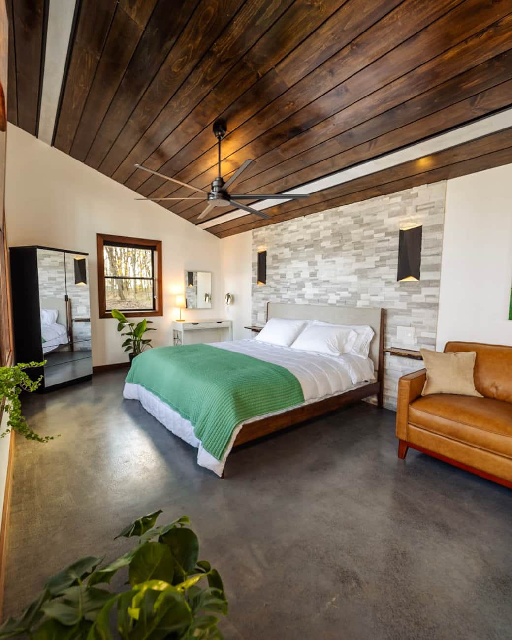 salon et chambre maison loft en bois 42m2