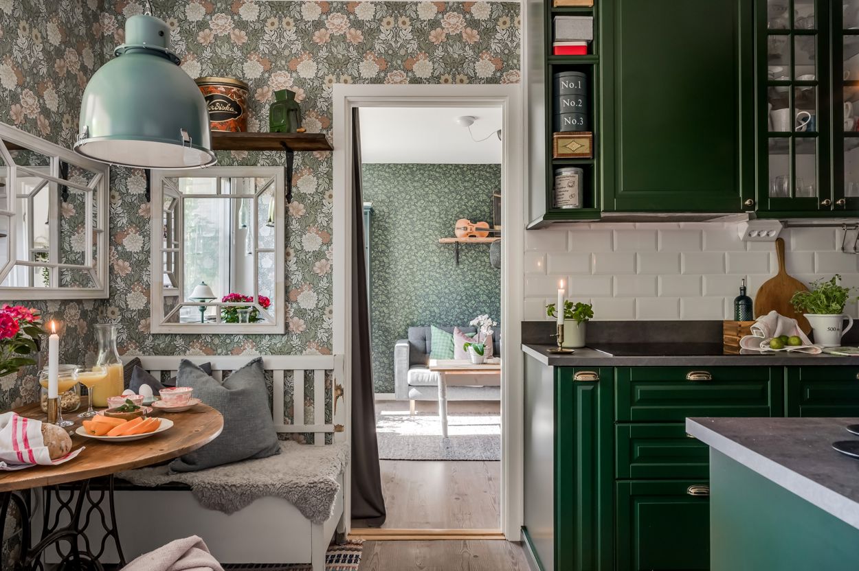 cuisine verte décoration rustique