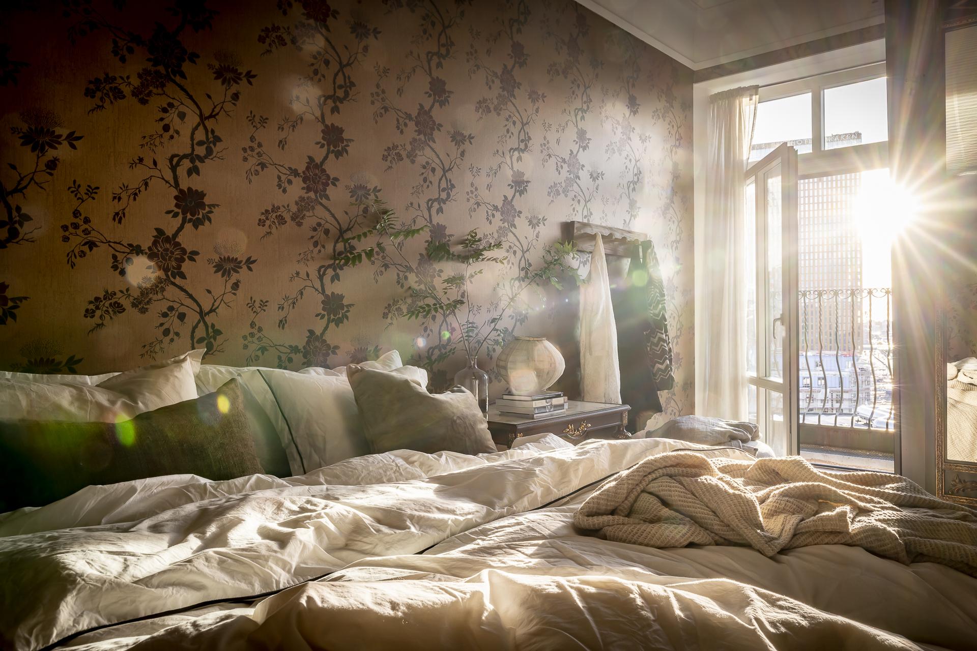 chambre avec papier-peint végétal chambre avec papier-peint végétal