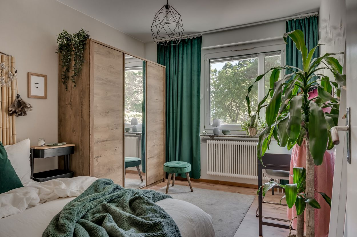 chambre décoration verte