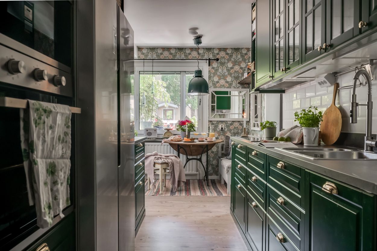 cuisine verte décoration rustique