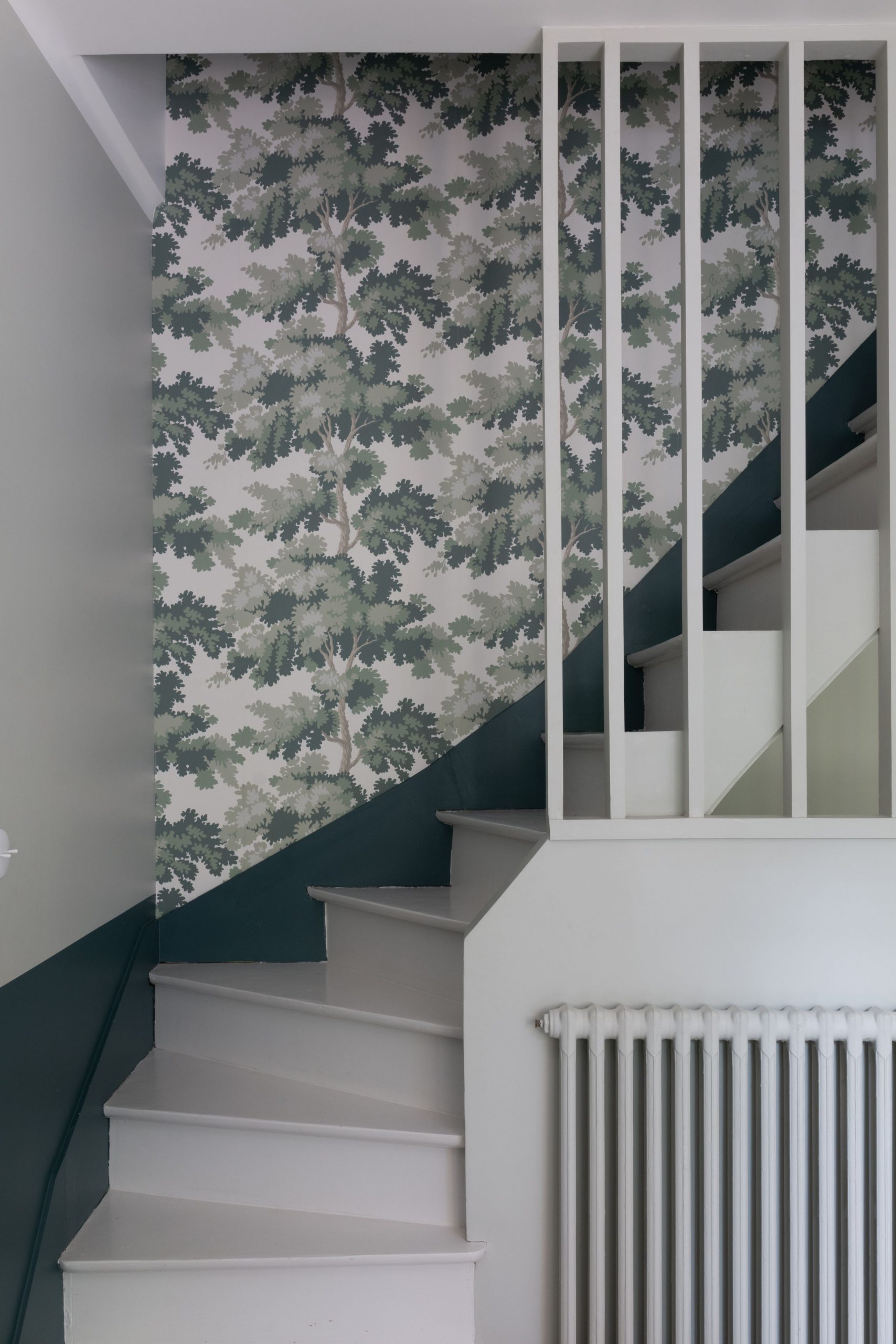escalier papier-peint végétal vert