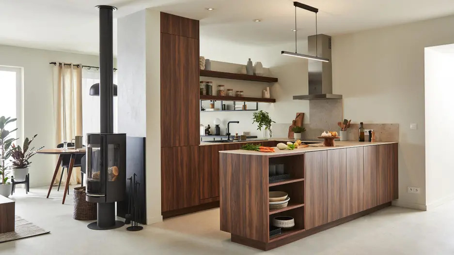 cuisine design Leroy Merlin avec passe-plat