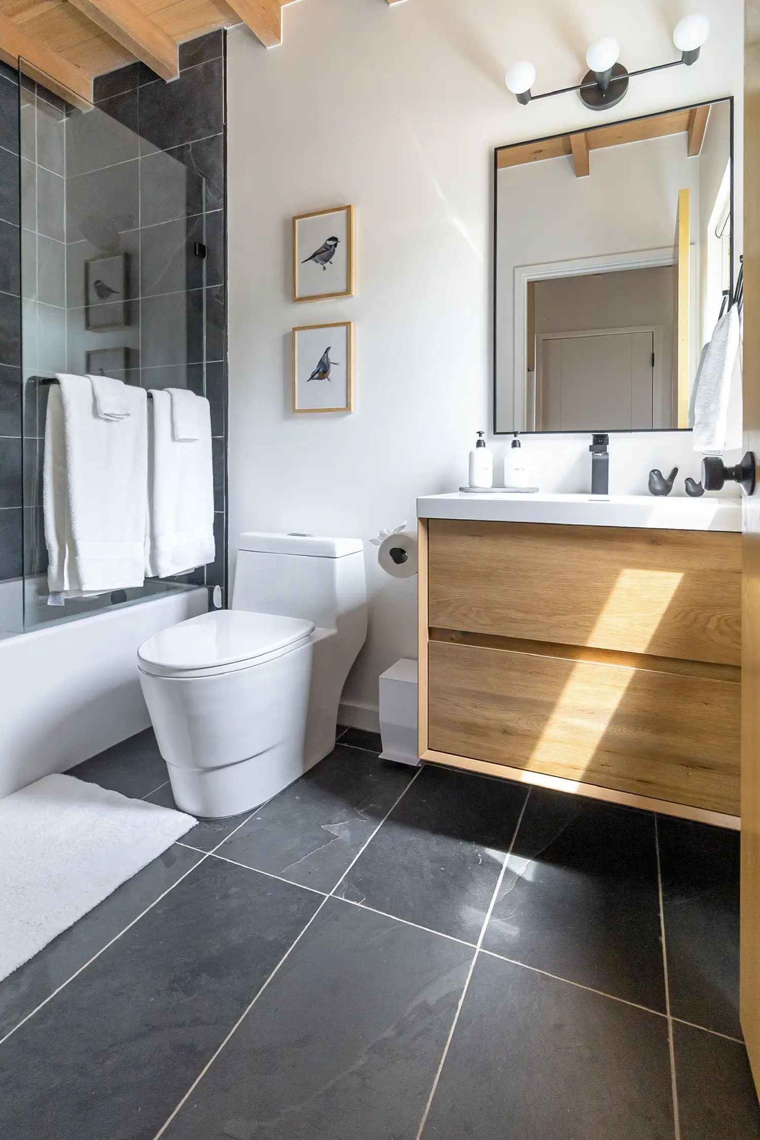 salle de bain grise et bois salle de bain grise et bois