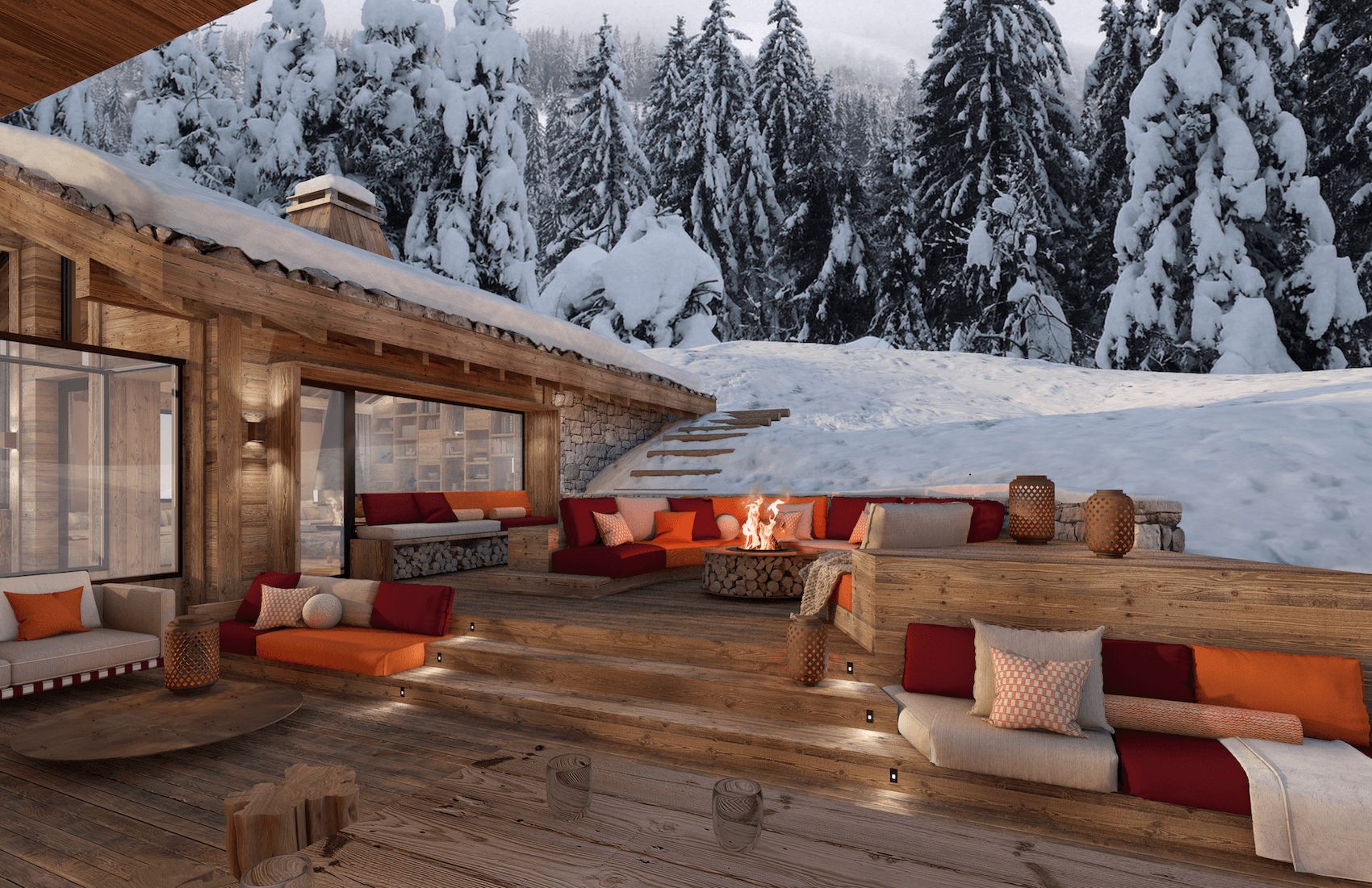 terrasse chalet design 1550 Courchevel par Iconic House
