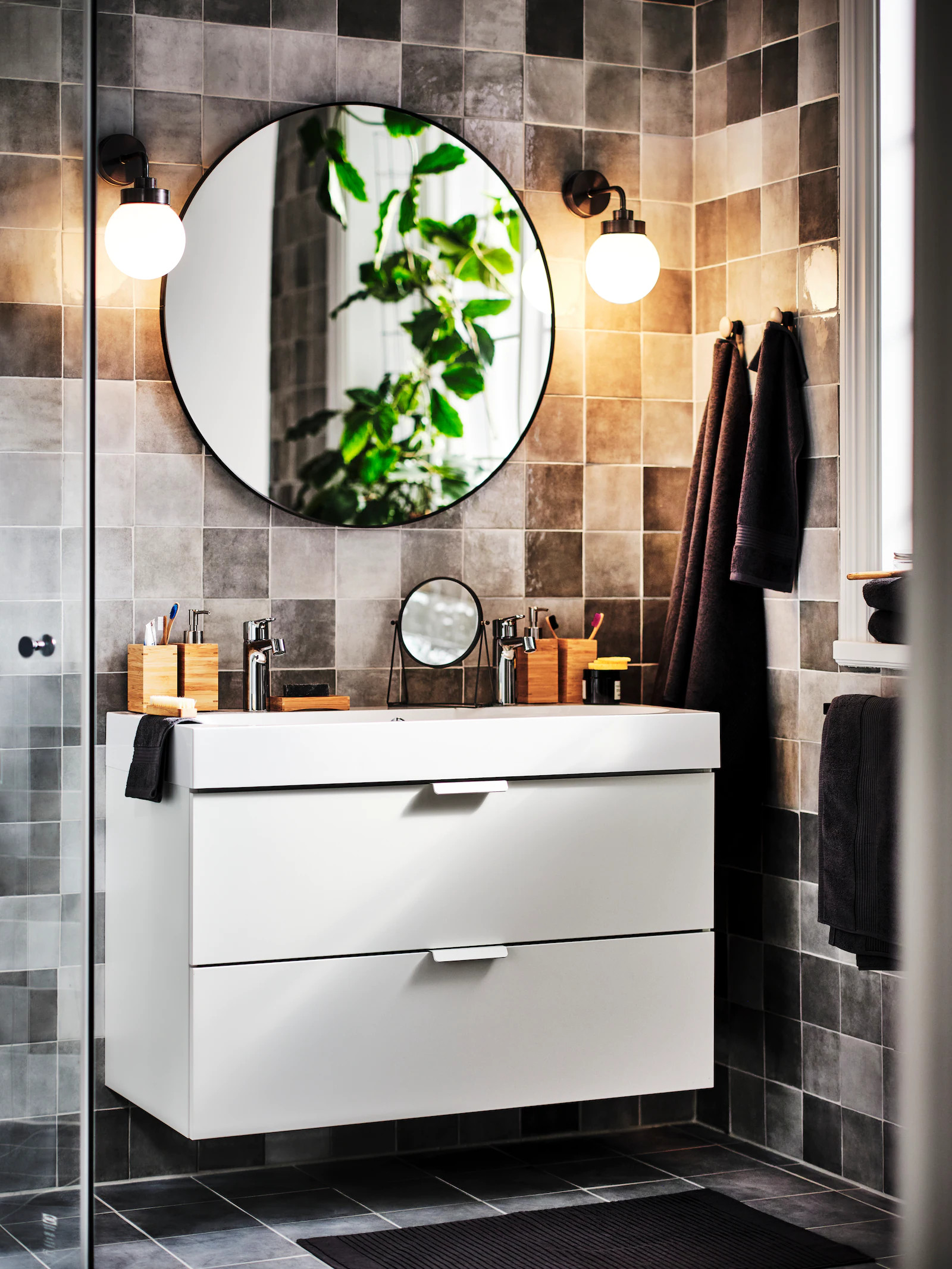salle de bain grise