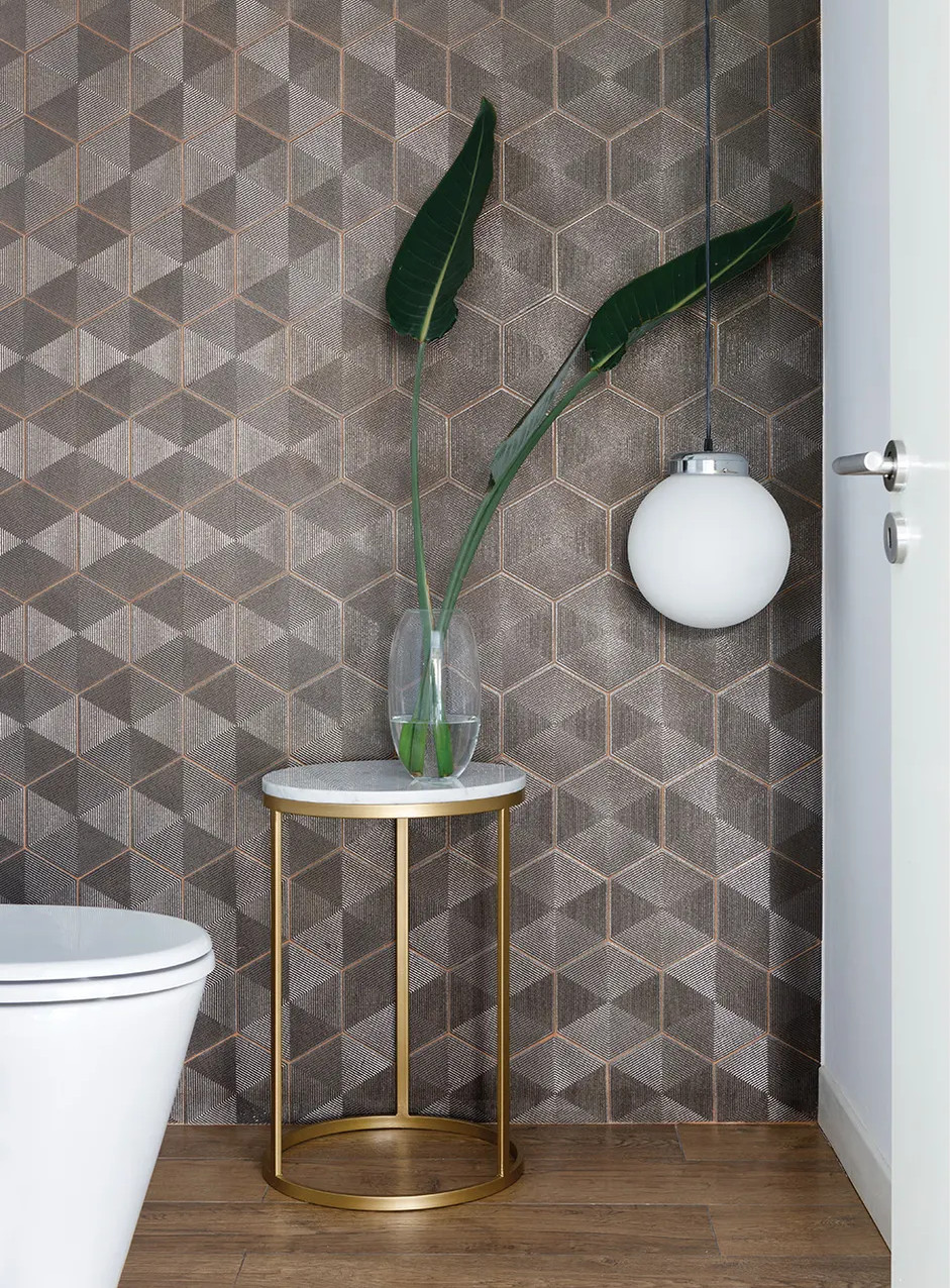salle de bain avec carrelage gris