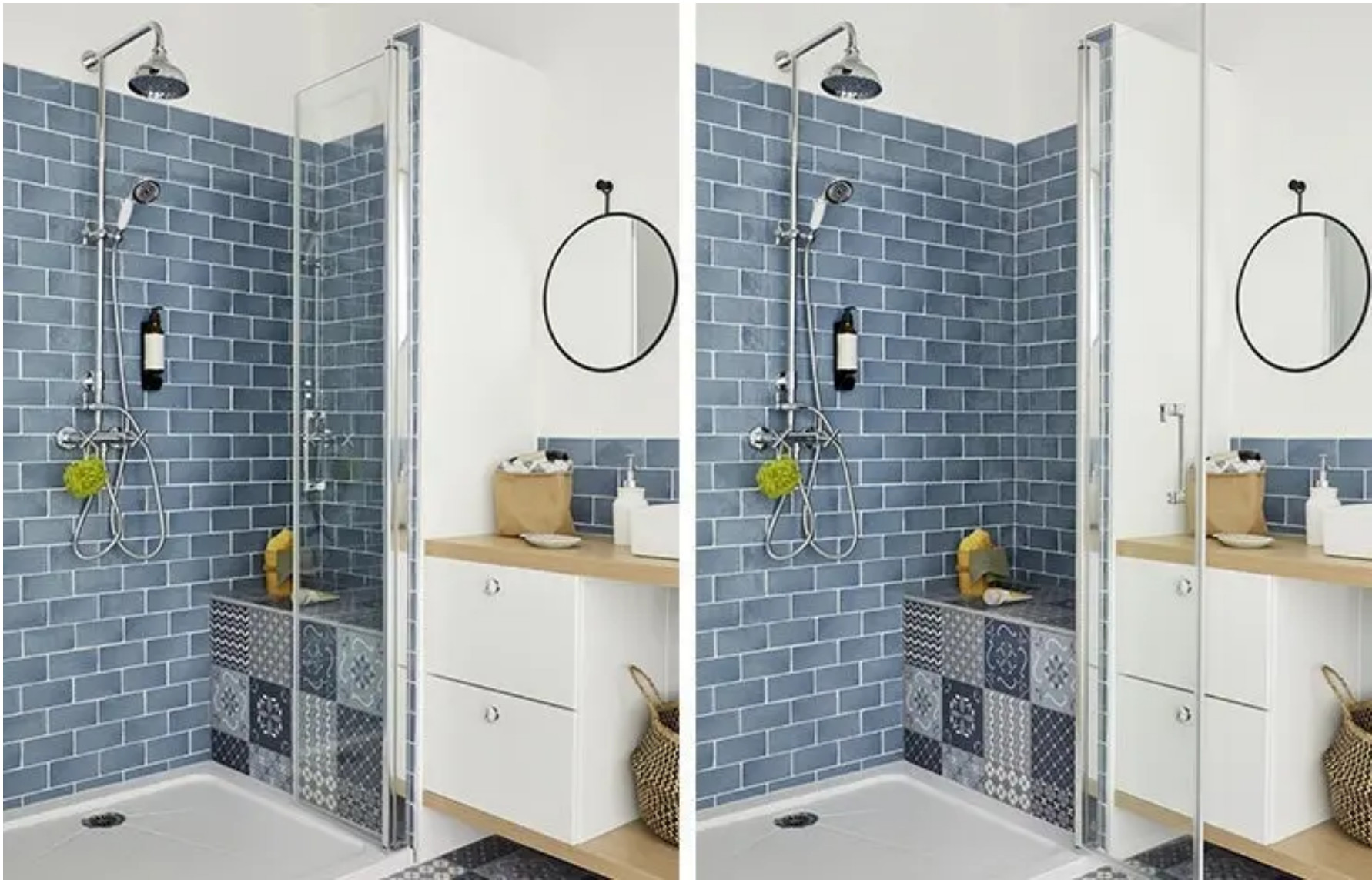 douche avec porte battante