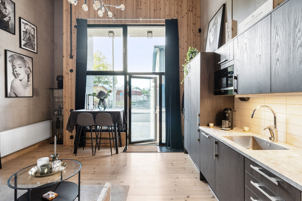 cuisine mini loft 40m2 avec mezzanine