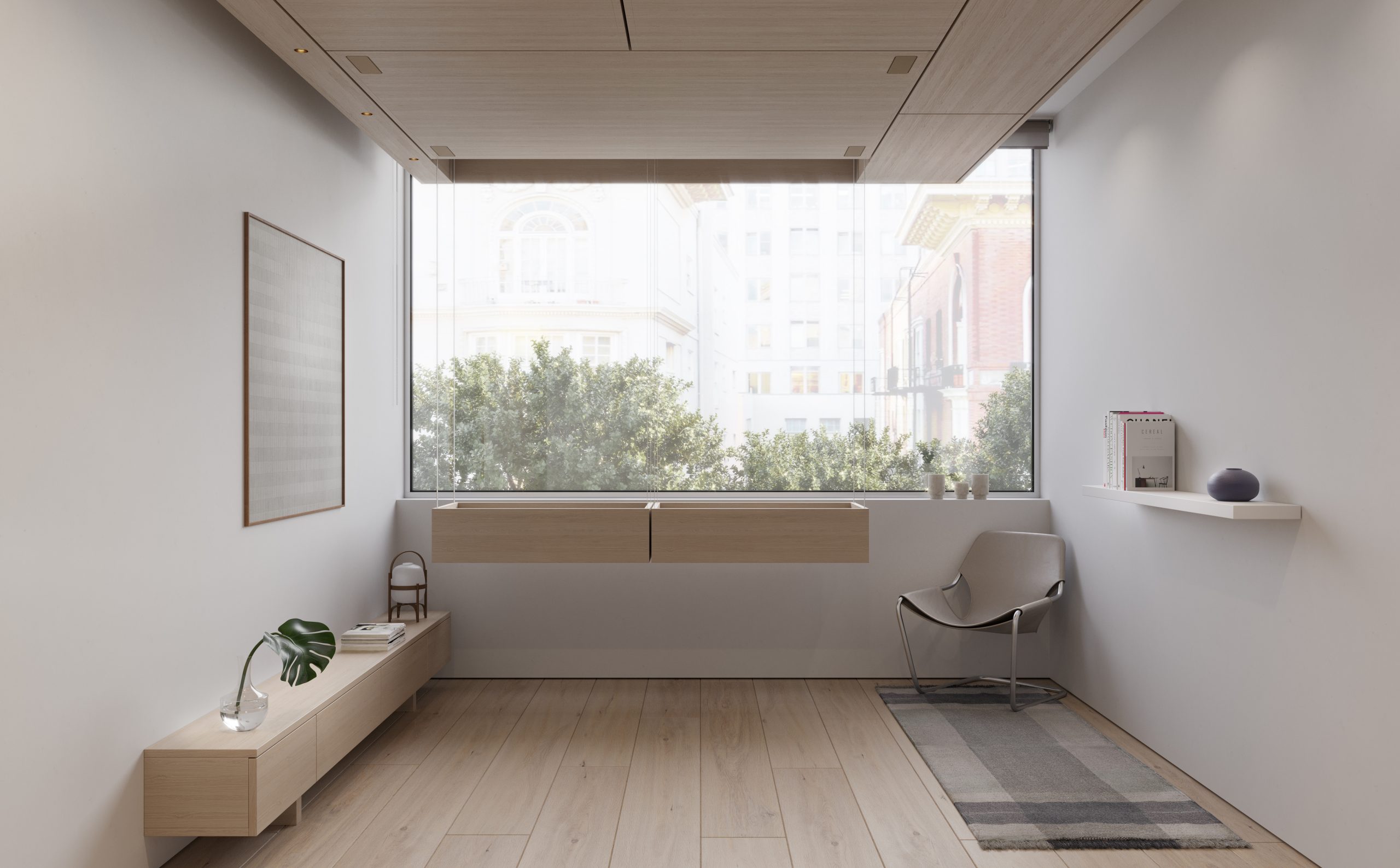 bureau avec lit au plafond