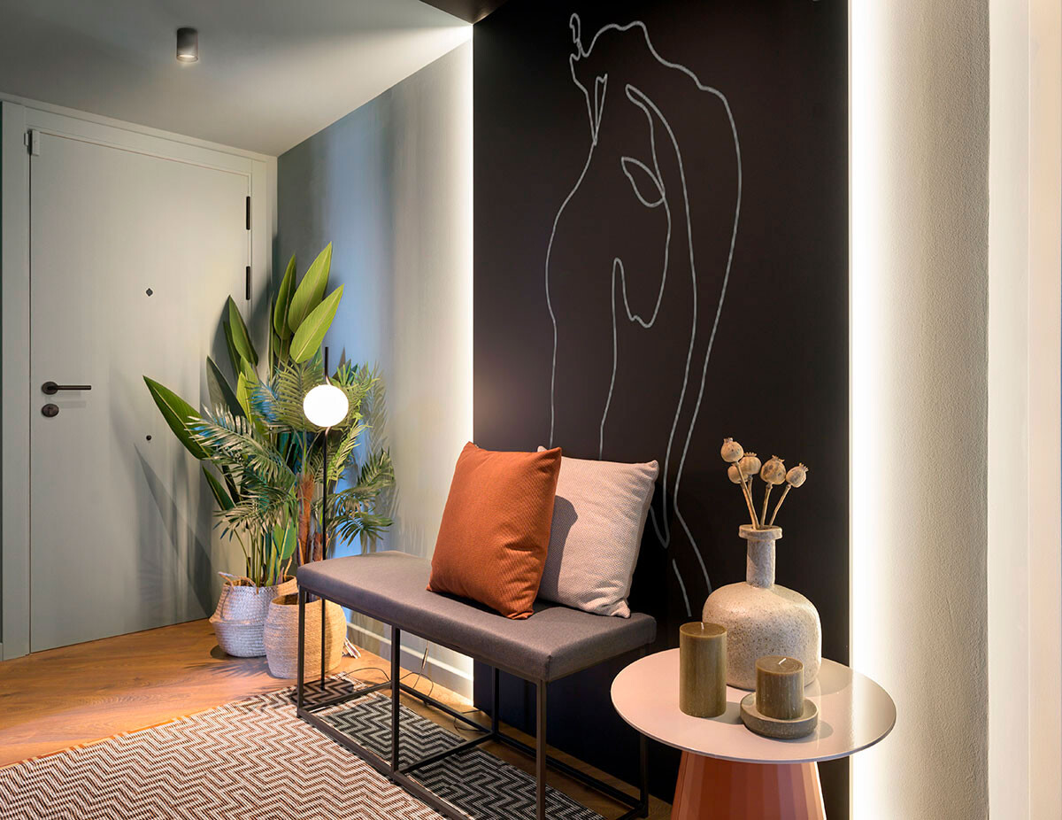 entrée décoration contemporaine avec banc