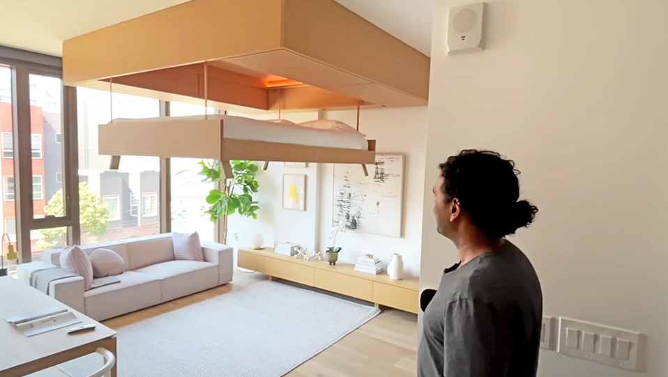 lit au plafond studio design