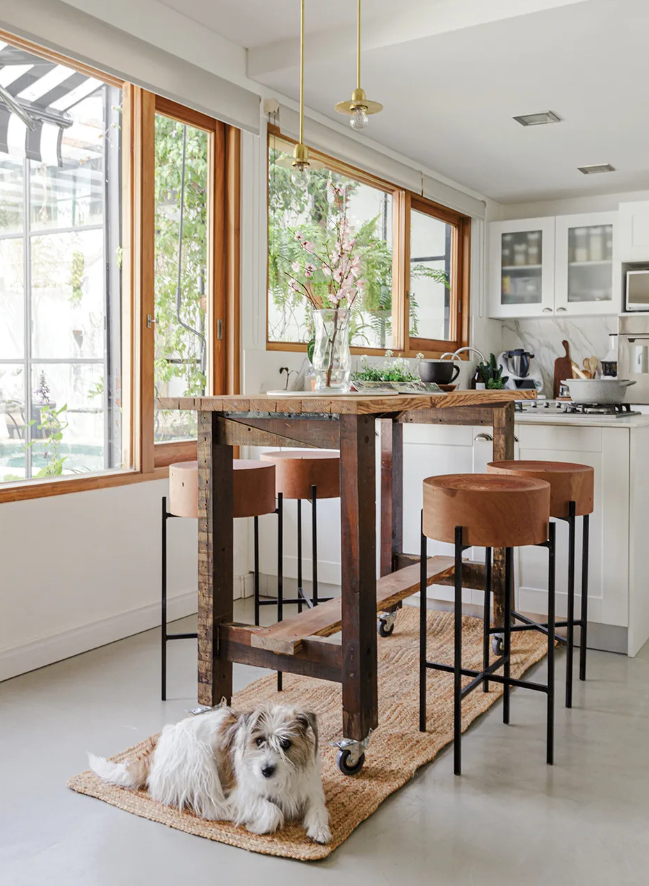 cuisine blanche et bois décoration naturelle