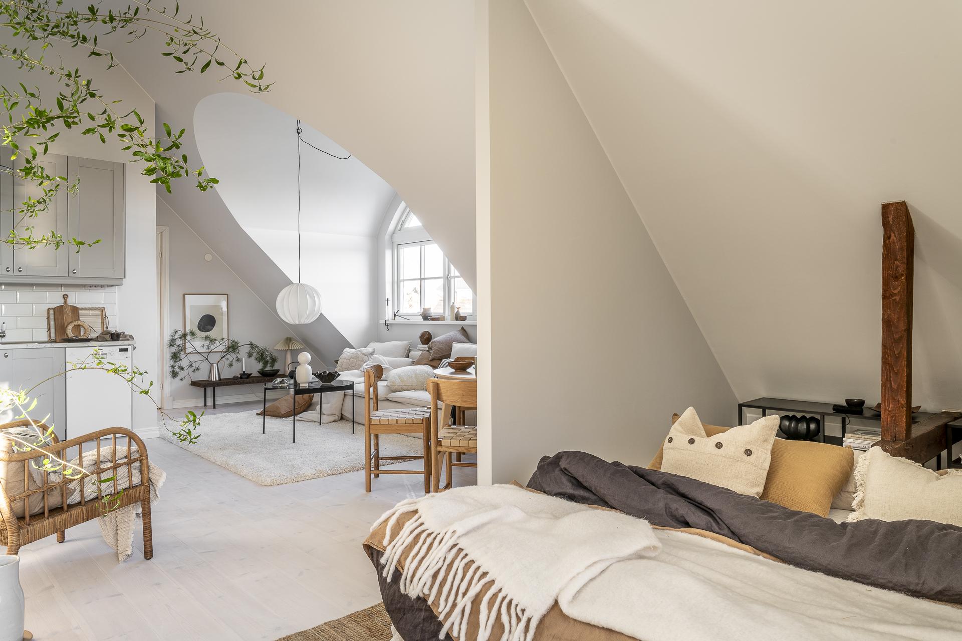 chambre mini loft 35m2 décoration scandinave