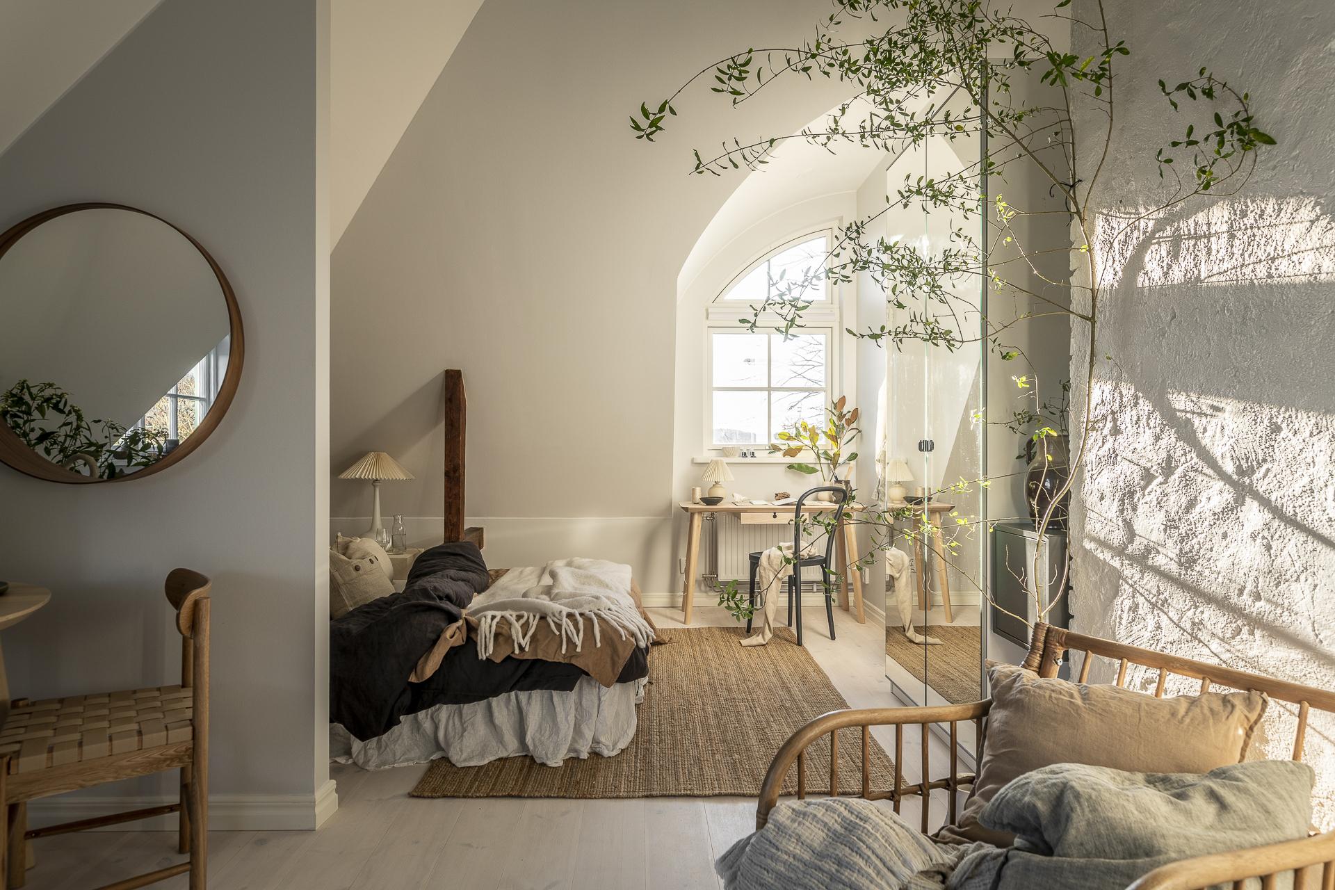 chambre mini loft 35m2 décoration scandinave