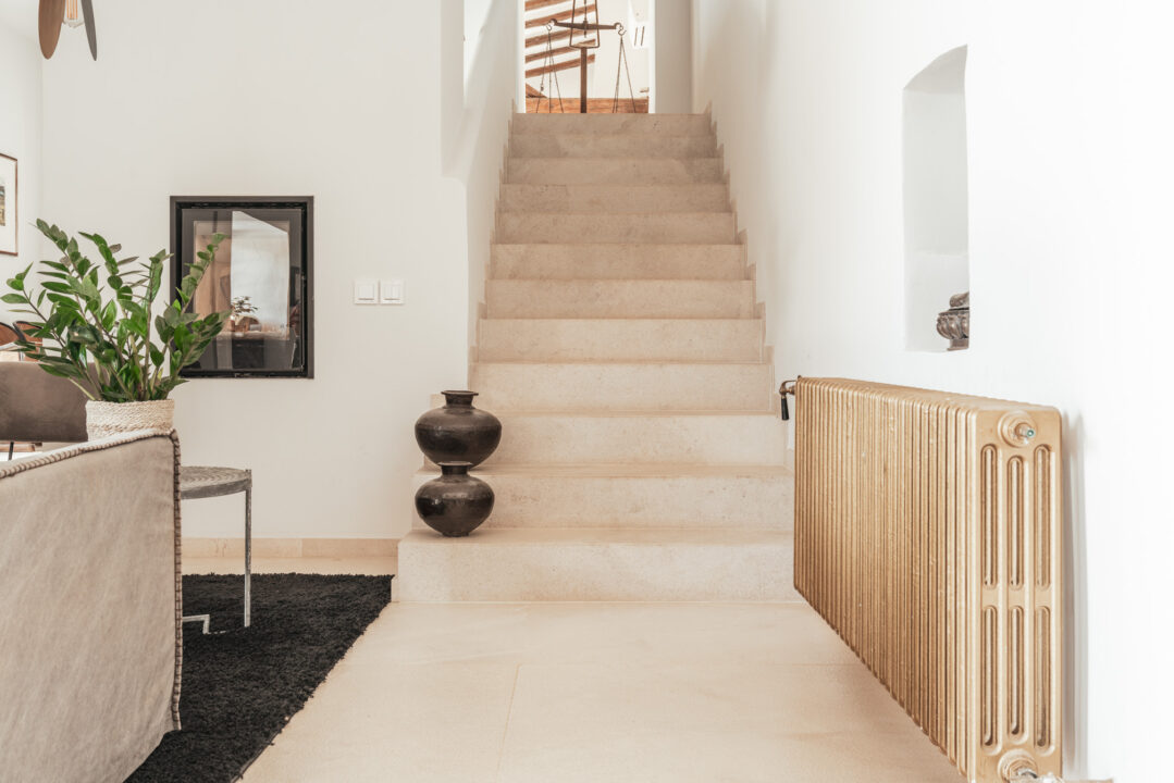 escalier travertin