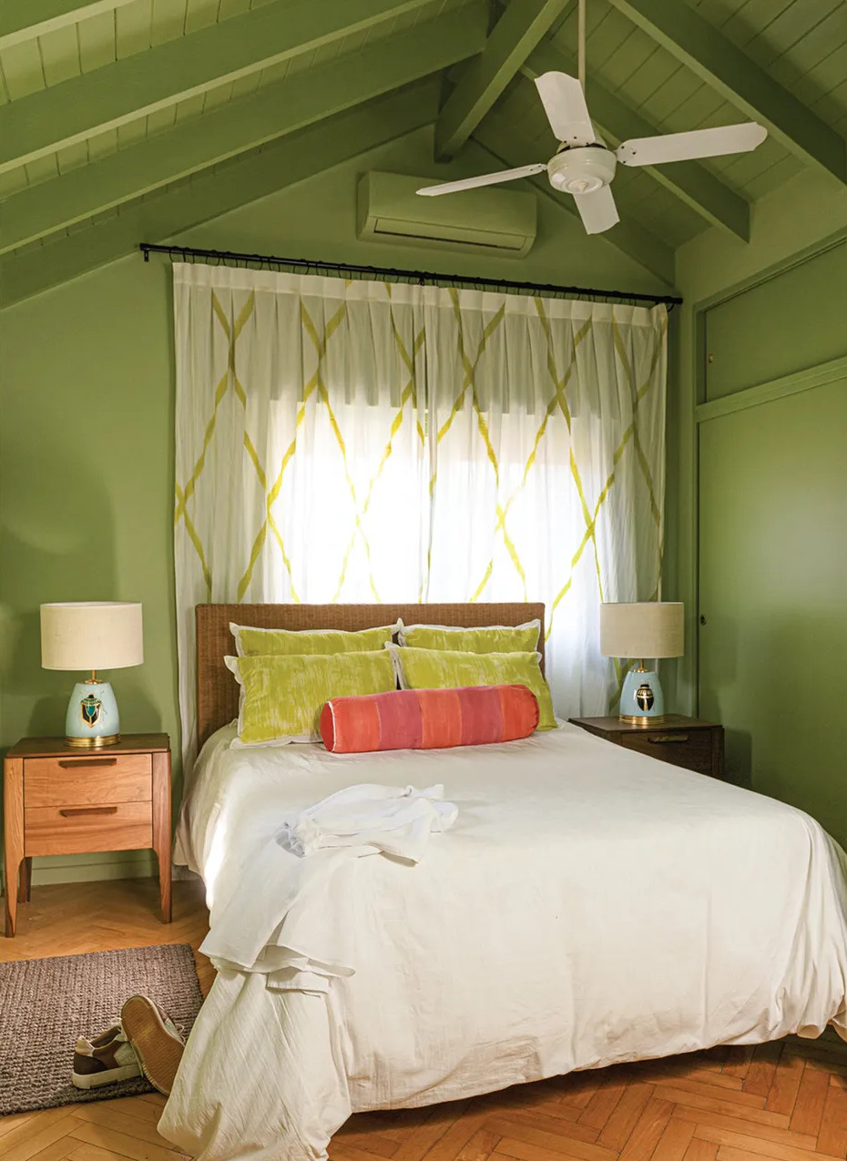 chambre mur vert