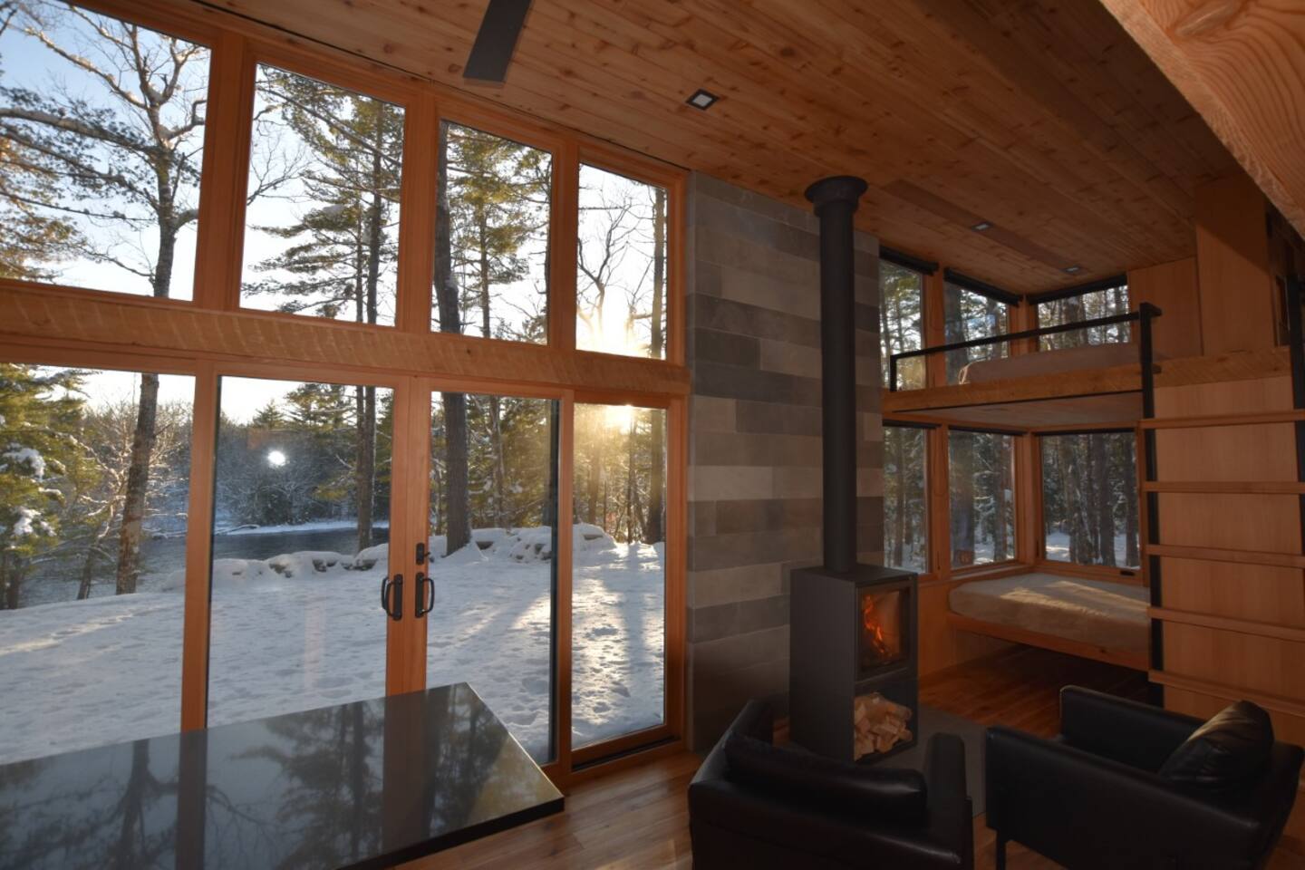 salon et cuisine mini maison préfabriquée 40m2 