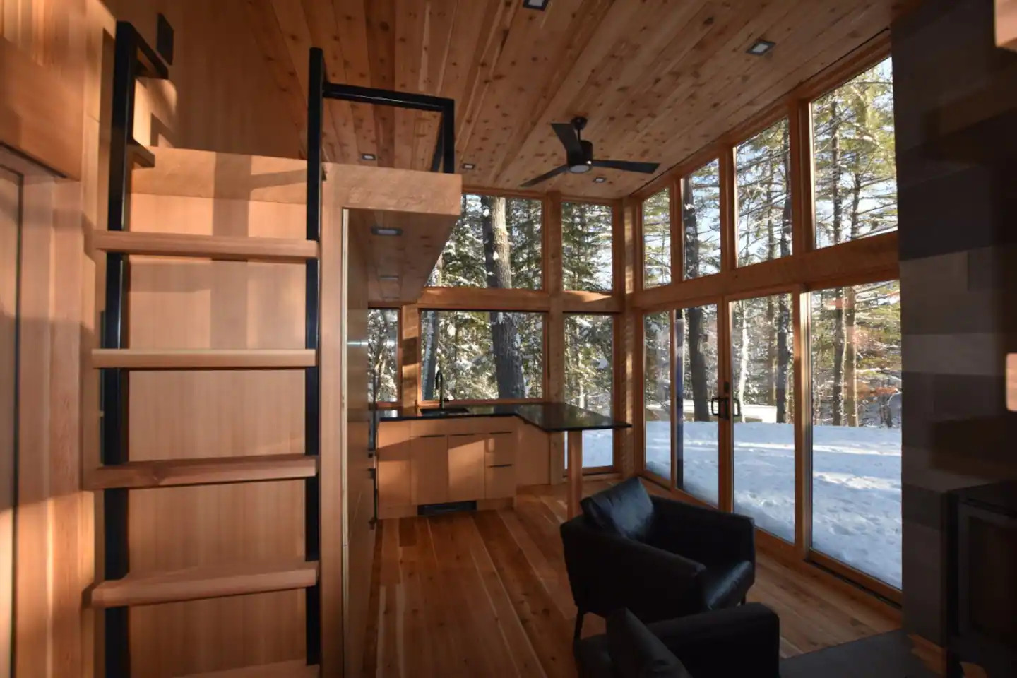 cuisine et chambre loft mini maison préfabriquée 40m2 