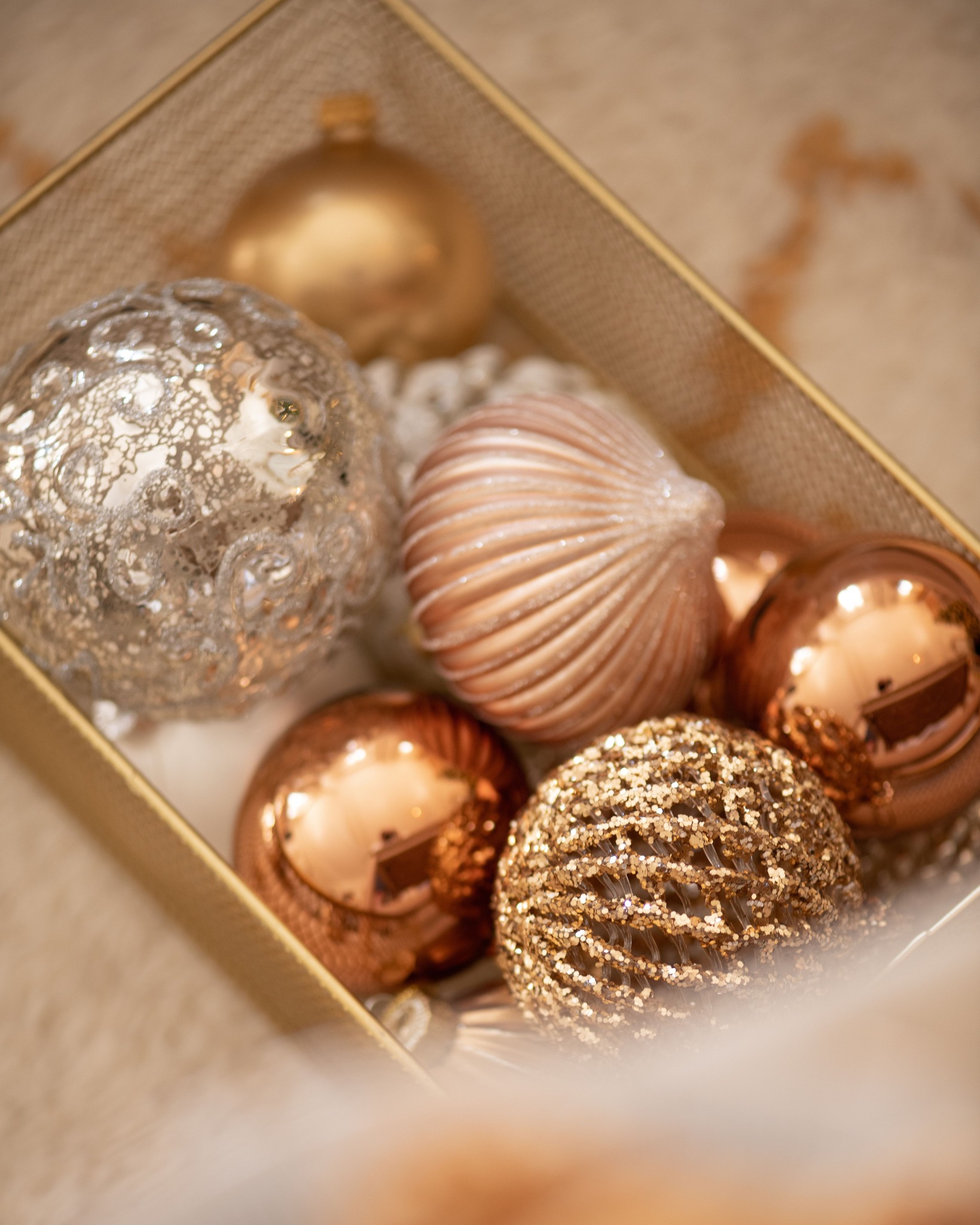 boules Noël or et cuivre boules Noël or et cuivre