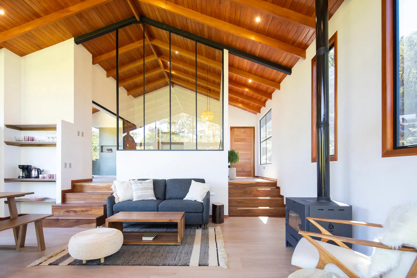 salon maison contemporaine en bois de 90m2