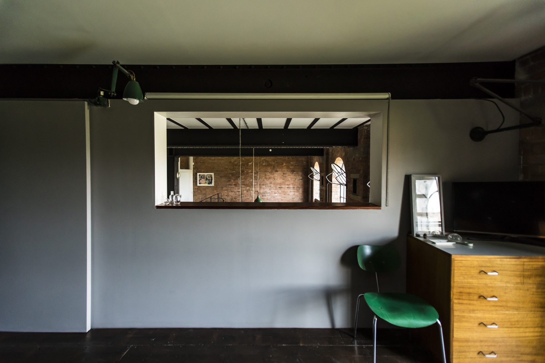 chambre verte et briques Spratts Factory