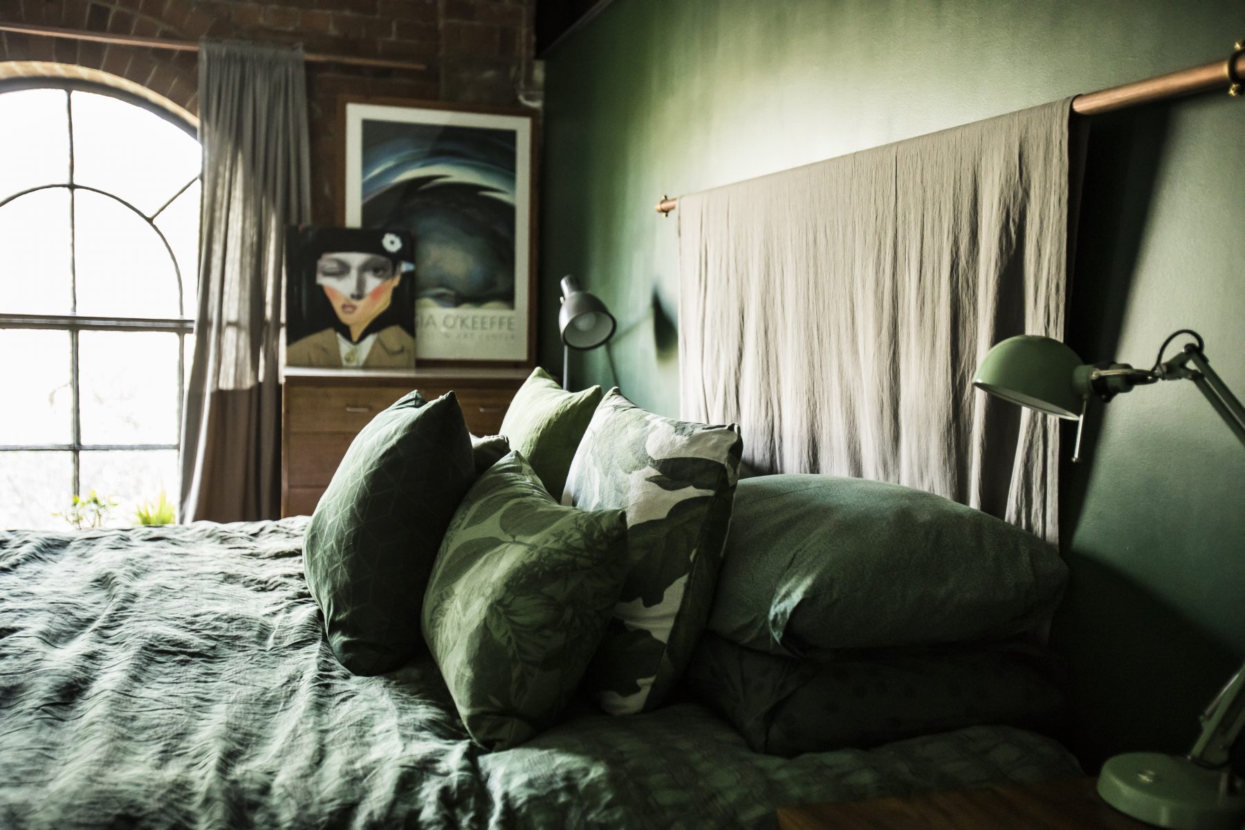 chambre verte et briques Spratts Factory