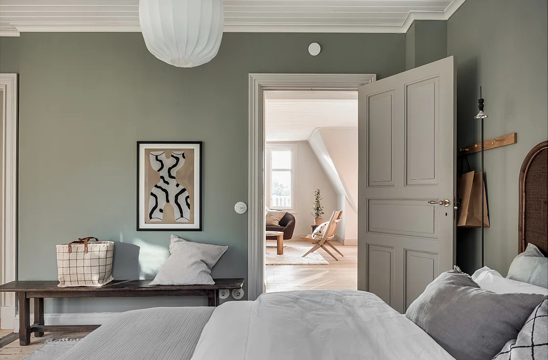 chambre verte décoration scandinave