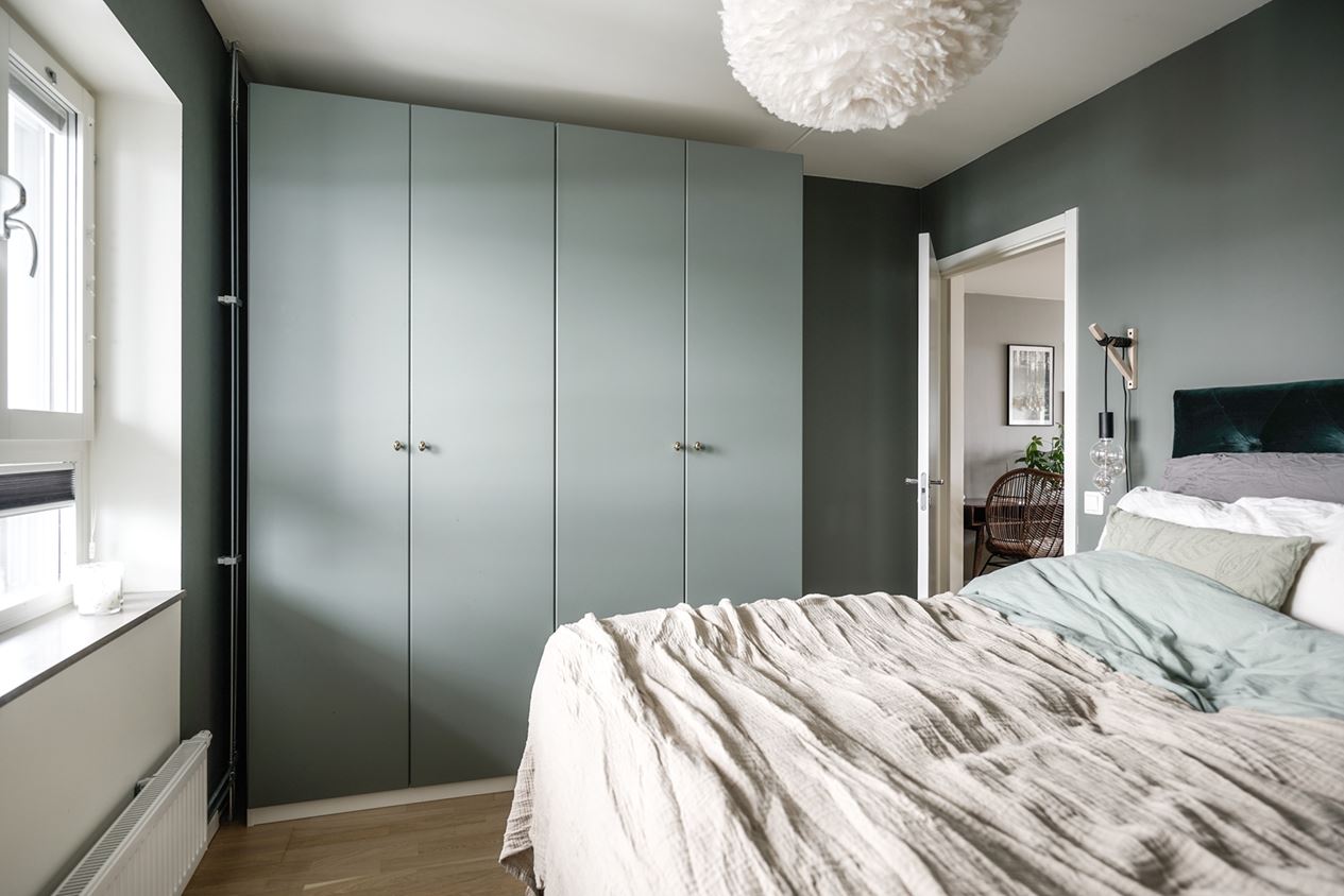 chambre bleue décoration scandinave