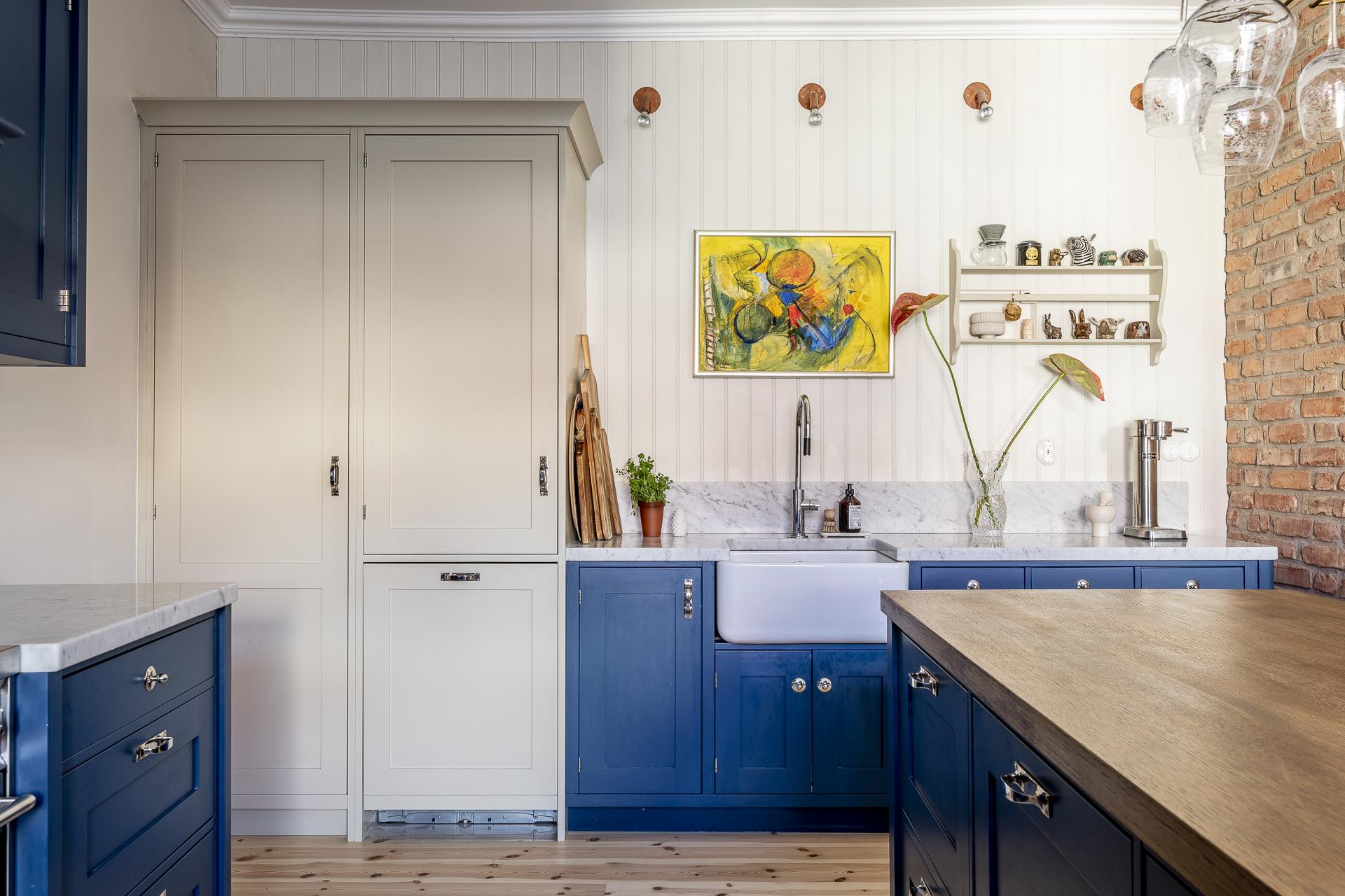 cuisine bleue avec briques décoration scandinave cuisine bleue avec briques décoration scandinave