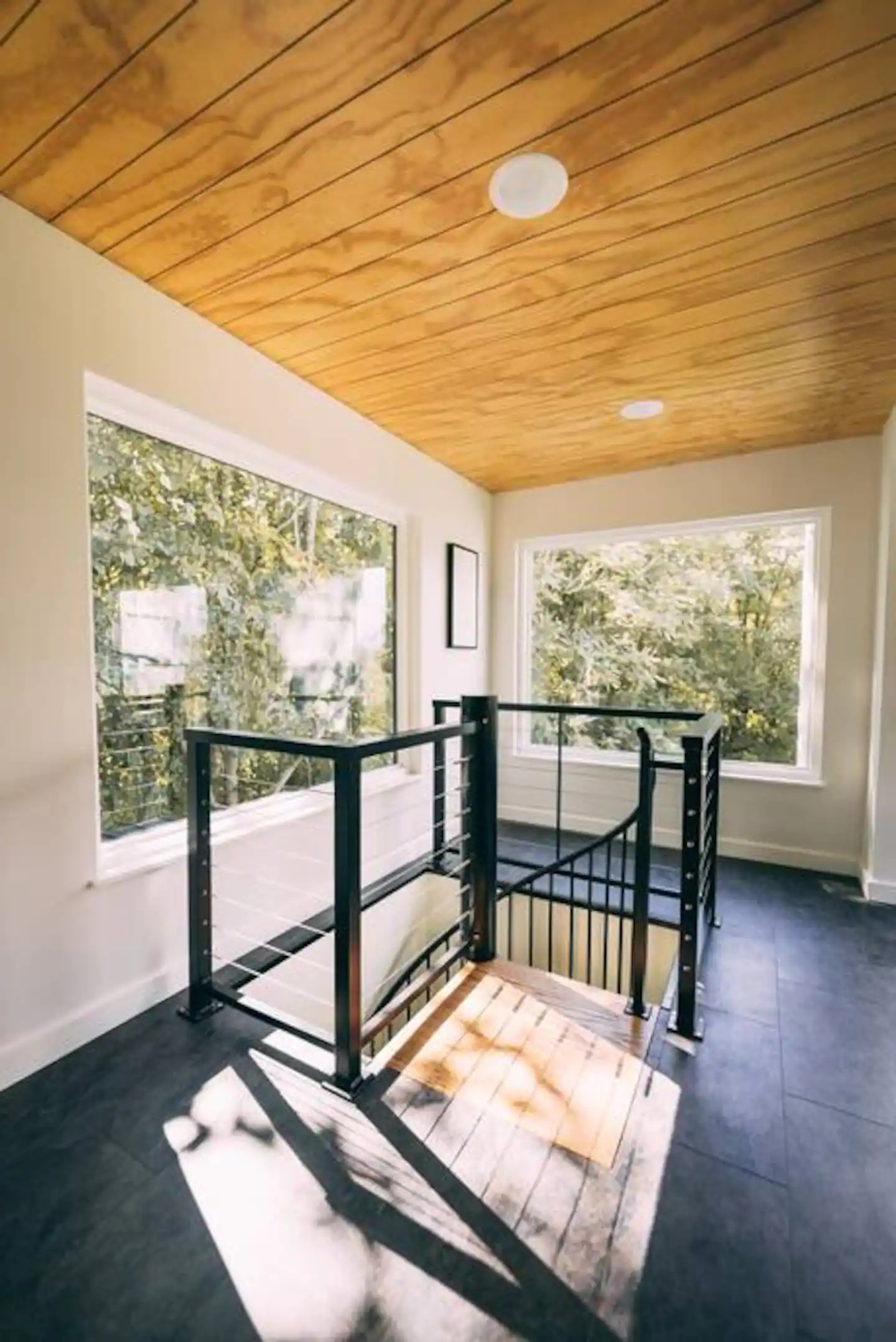 escalier acier maison container